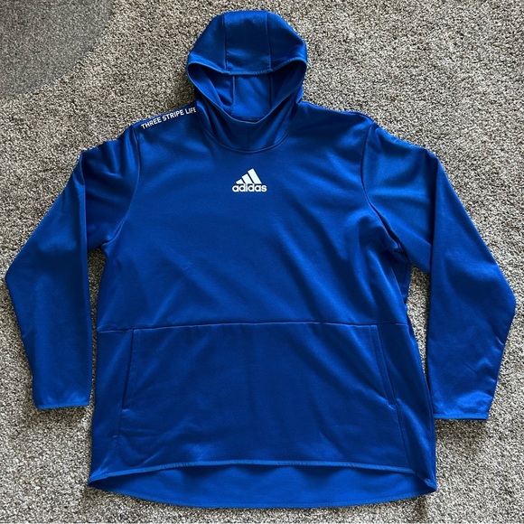 Adidas Mens 3XLT Climawarm Waffle Mesh High Neck Pullover Hoodie - Picture 3 of 16